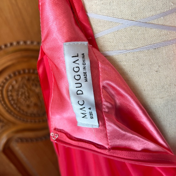 NWT Mac Duggal A67941 Pink Chiffon Evening Gown Maxi Dress Corset Back 4 Ieena - Picture 9 of 12